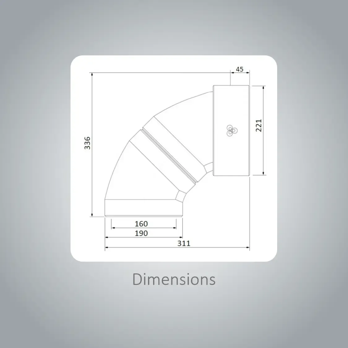 Utek EPP 160mm - 90° Bend - Image 2